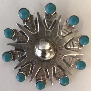 VTG STERLING SILVER TURQUOISE BROOCH PIN
